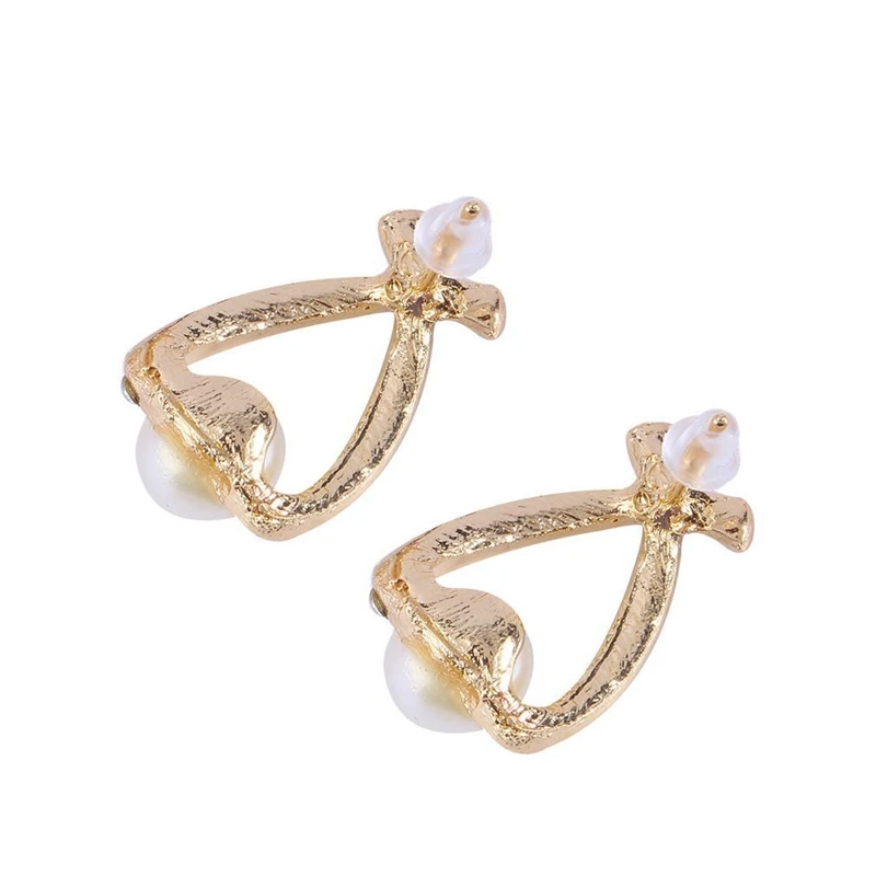 FUNIQUE 2018 Simulate Pearl Rhinestone Stud Earrings For Women New Cross Crystal Earings Party Wedding Jewelry Gift Brinco | Украшения и