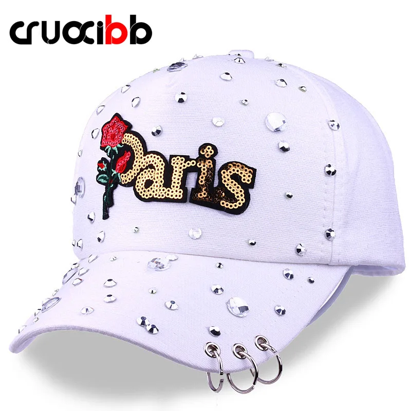 Женская бейсбольная кепка CRUOXIBB модная с вышитыми розами и блестками уличная