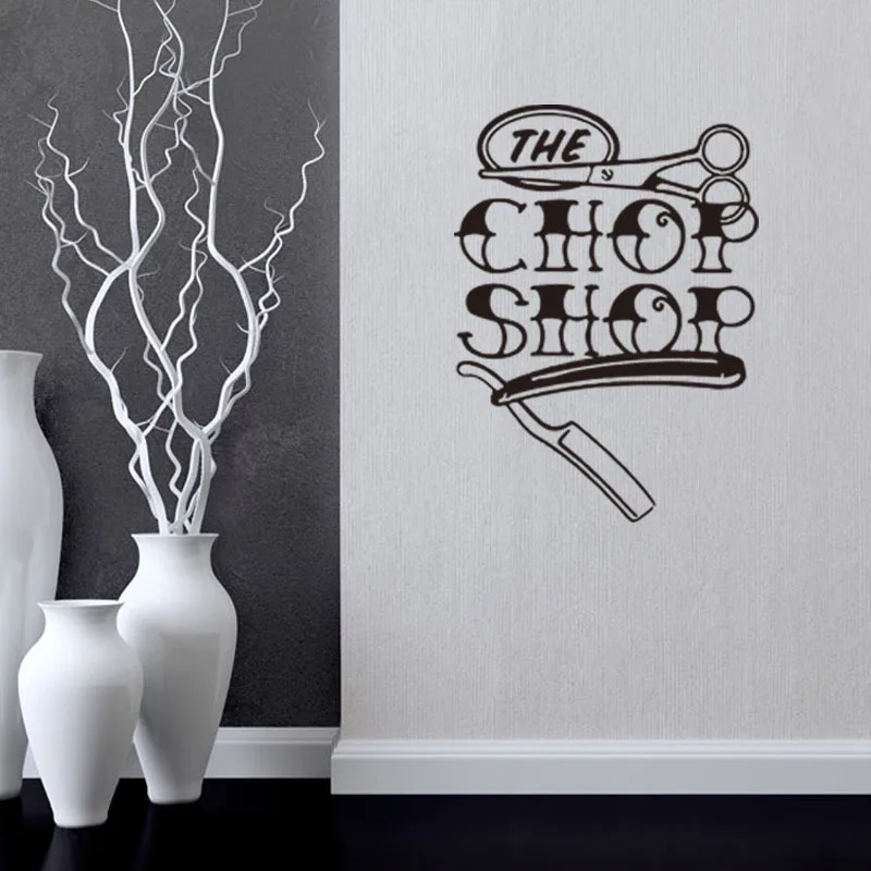 Ножницы стены винила Арт Наклейка парикмахер магазин украшения DIY обои съемные