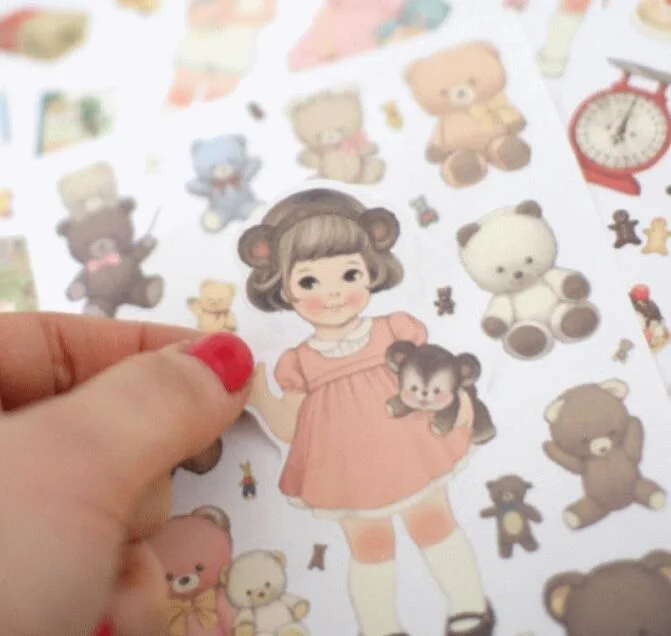 6 листов/партия kawaii кукла девушка серии дневник бумажные наклейки студентов diy украшения ярлычок для примечания многофункциональные супер подарочные этикетки
