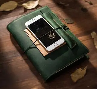 Dark Green А5 логотип натуральная кожаная записная книжка-календарь спиральная переплетная папка офисная путешественница мини блокнот с кольцами блокнот s - Цвет: Dark Green