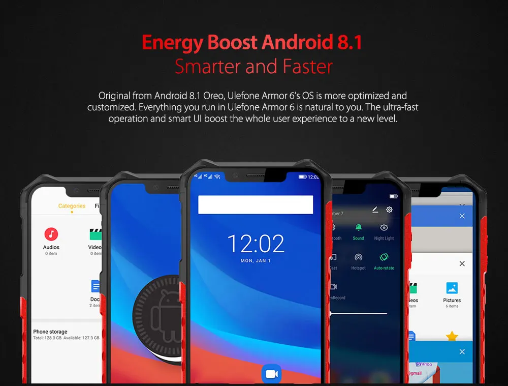 Ulefone Armor 6, 4G, смартфон, 6,2 дюймов, Android 8,1, четыре ядра, 6 ГБ ram, 128 ГБ rom, датчик отпечатков пальцев, 5000 мАч, мобильный телефон