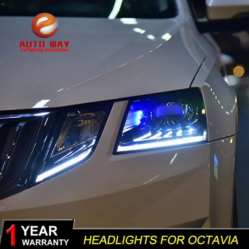 Высококачественный чехол для автомобиля для Skoda Octavia, светодиодный фонарь для Skoda Octavia, фары DRL с двойным пучком ксенона