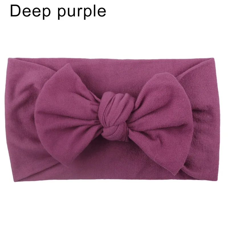 deep purple Модная Милая Детская повязка на голову с бантиком, эластичные резинки для волос для новорожденных девочек, повязка для волос для малышей, Детские аксессуары для волос - Цвет: deep purple