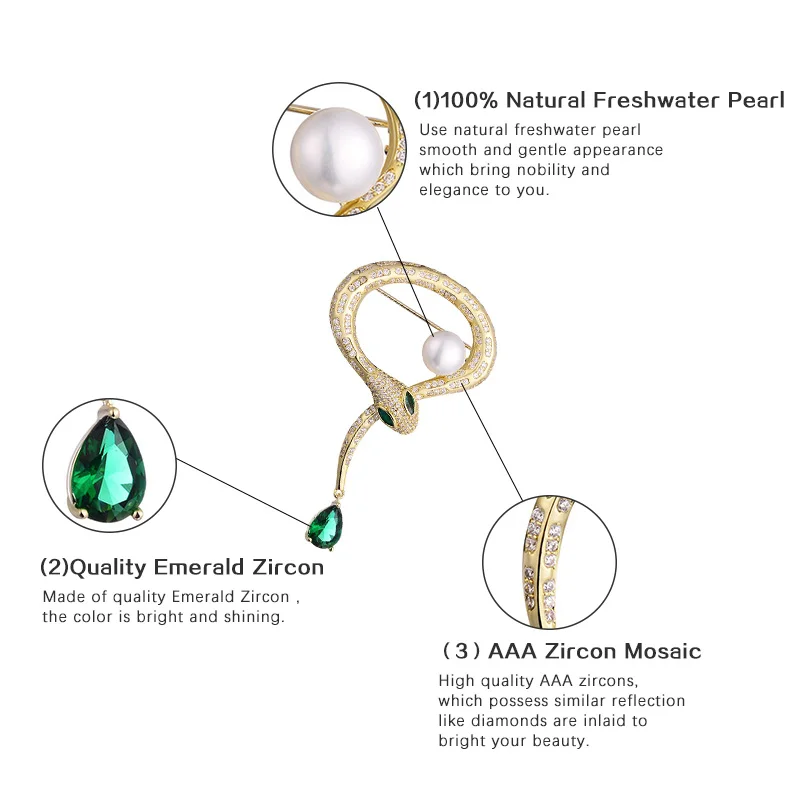 Женская Брошь в виде кобры с изумрудом|Украшения для волос броши и украшения