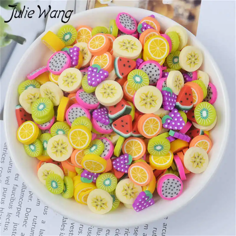 Mixed Julie Wang, 40 шт., смола, маленький фруктовый ломтик, амулеты, слизи, имитация банана, винограда, апельсина, аксессуары для изготовления ювелирных изделий, настольные реквизиты - Окраска металла: Mixed