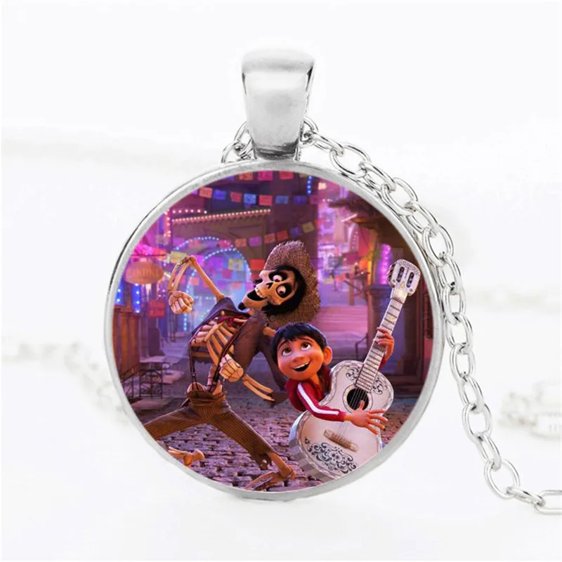 2018 Miguel Dante Pendant Necklace Coco Movie Fantasy Musical Charm Pet Dog Alloy Silver Glass Cabochon Jewelry New Arrival | Украшения и