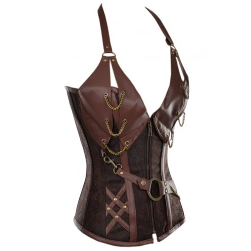 Корсет женский из искусственной кожи на молнии батальных размеров 6XL|corset vest|corset