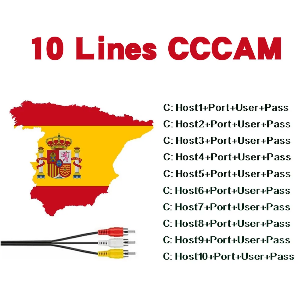 1 год CCcams для спутникового ресивера 7 Clines Европа FULL HD DVB-S2 Сервер Поддержка Испания Италия немецкий Cccams через I