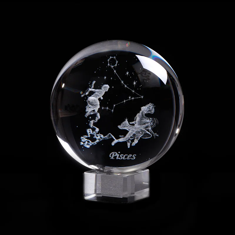 With crystal base Фантастическое стекло 3D рыбы шар для украшения дома знак Зодиака подарки для друзей на день рождения на вечеринке по пп Отличные подарки на праздник - Цвет: With crystal base