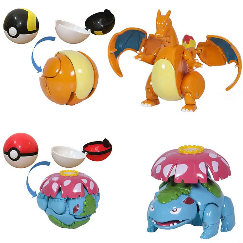 Новые 6 стилей Blastoise Venusaur Charizard Gyarados Mewtwo с шаром трансформация pokemones фигурка игрушки подарки для детей