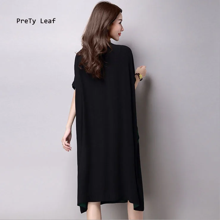 2017 summer new cotton and linen complex national wind embroidery V-neck loose bat sleeves dress | Женская одежда