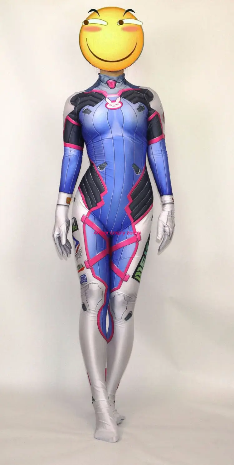 Новые D. VA костюм 3D печати Классический dva кожи Хэллоуин Косплэй Zentai комбинезон
