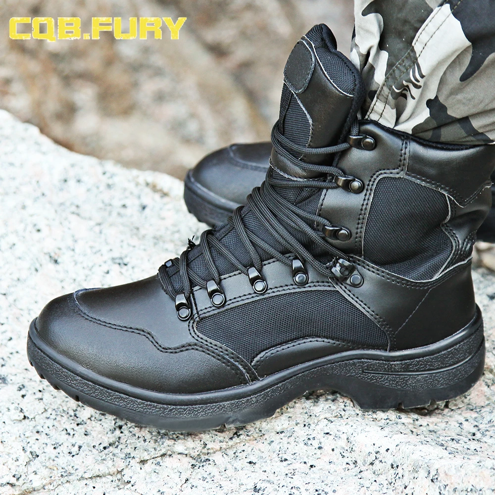 Фото CQB. FURY/мужские черные кожаные ботинки в стиле милитари; удобные и дышащие армейские ботинки; размеры 38-46; ZD-Wild leopard №5