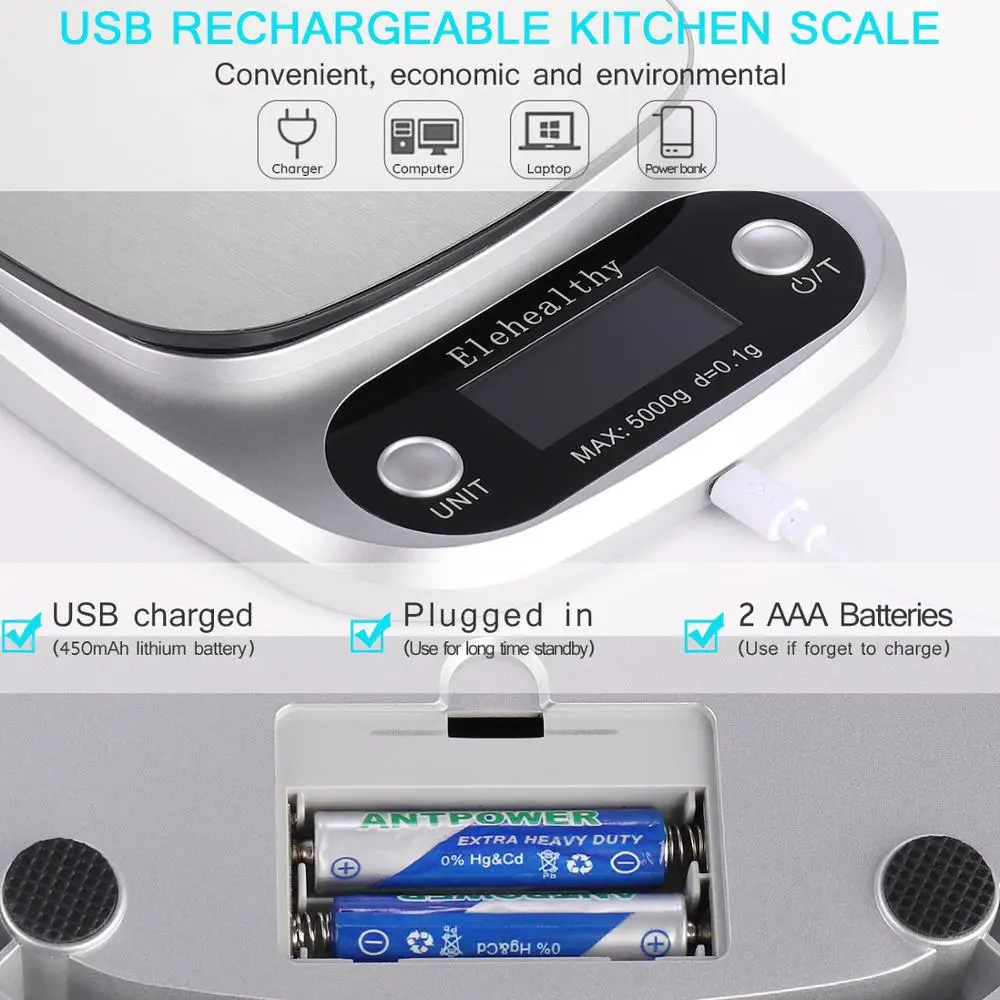 Мини цифровые ж/к весы с питанием от USB точность 0,1/1 г Электронные весы из нержавеющей стали кухонные пищевые измерительная шкала инструменты