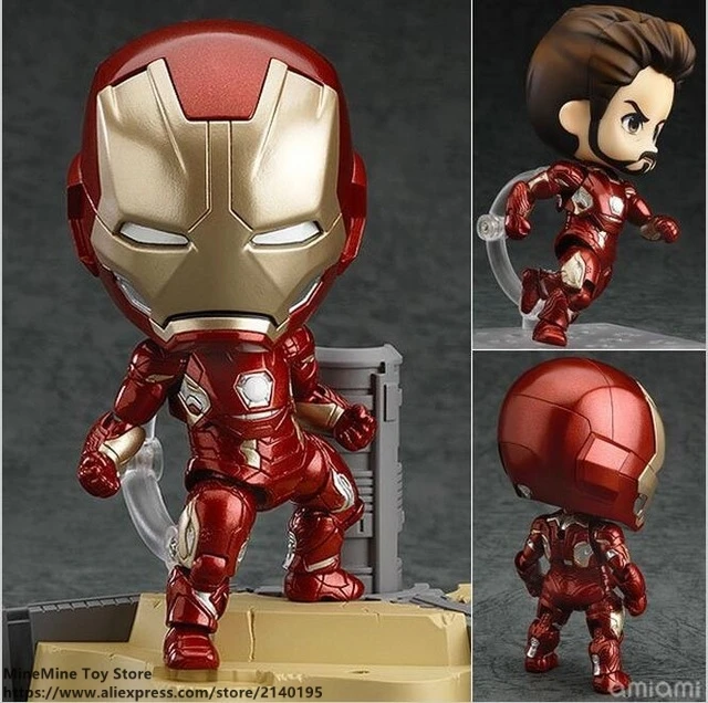 Дисней Марвел Мстители Игра в железо Железный человек Марк 45 Кью-версия 10 см Фигурка действия Аниме Мини украшение ПВХ коллекционная фигурка игрушечная модель