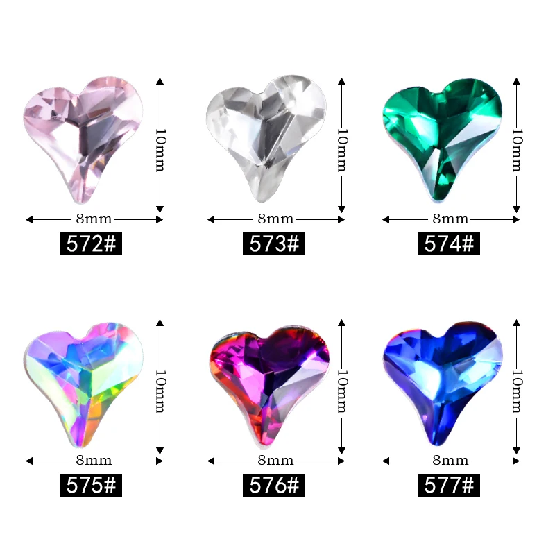 10 шт. хрустальные стразы изогнутый гвоздь в форме сердца художественный стикер