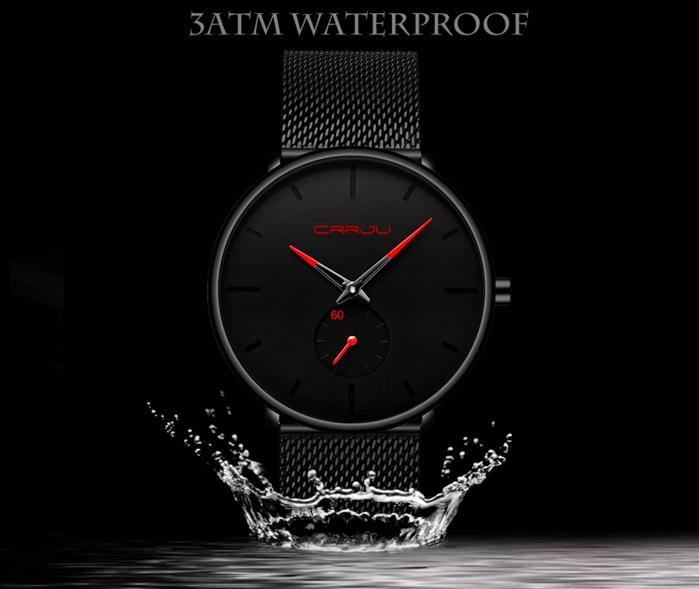 Crrju Fashion Mens Watches Top Luxury Brand Quartz Watch Men Casual Business Mesh Steel Waterproof Sport Relogio Masculino | Наручные