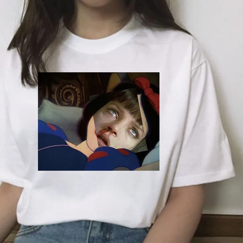 Pulp fiction ulzzang Миа футболка женская с принтом гранж femme harajuku забавная кавайная одежда с коротким рукавом Футболка уличная одежда