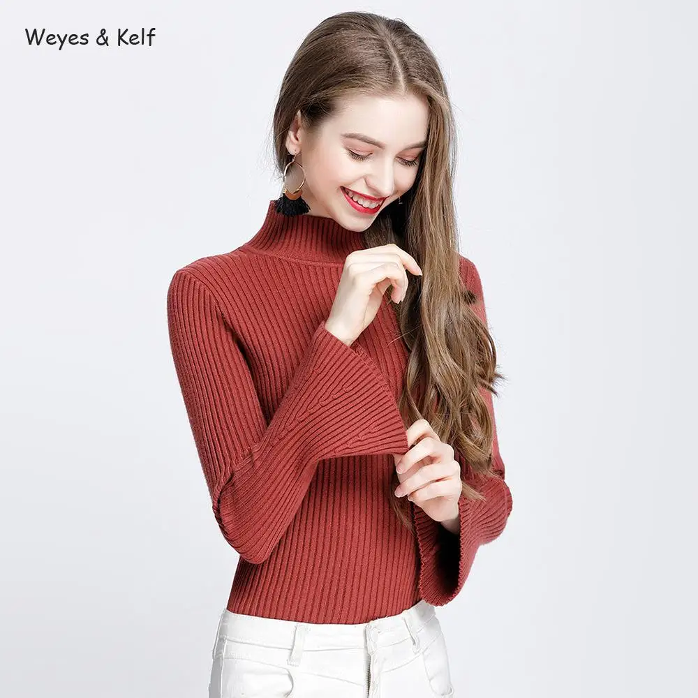 Weyes &amp Kelf однотонный зимний свитер с высоким воротом женский тонкий толстый
