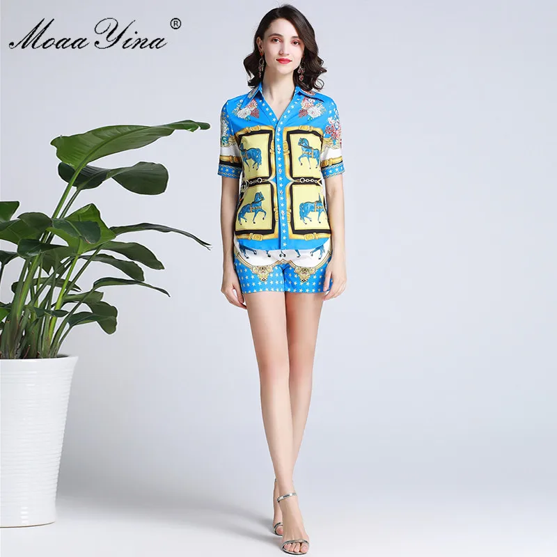 Модный дизайнерский комплект moaayina весна лето женская элегантная рубашка с v