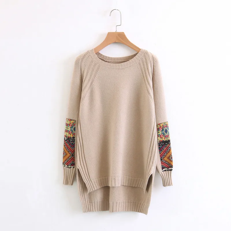Рождественский подарок 2017 Женский винтажный свитер с вышивкой джемперы