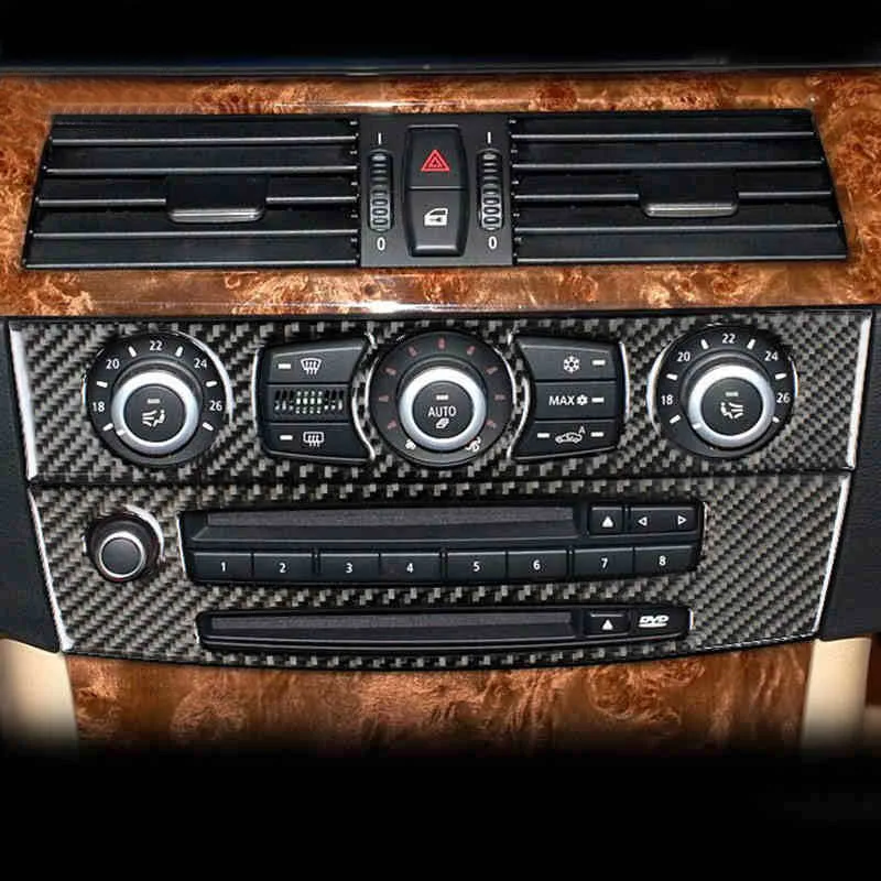 Карбоновая полоса отделки интерьера автомобиля с воздушным кондиционером и панелью CD для BMW 5 серии E60 F10 G30.