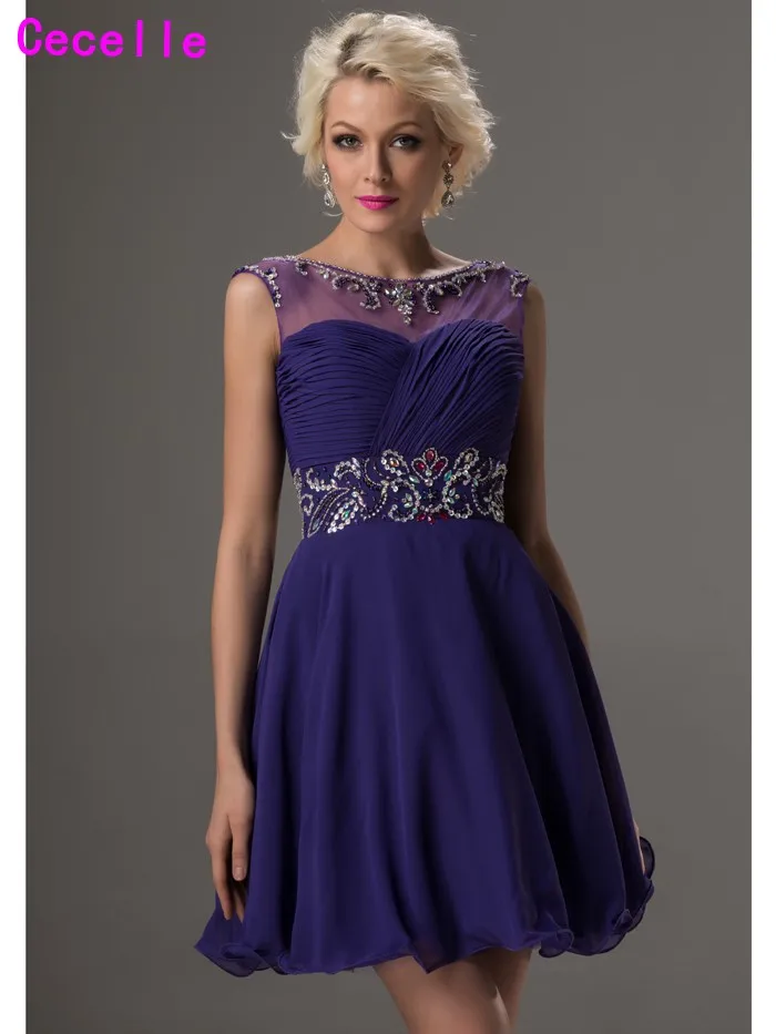 Реальные изображения Короткие бальные платья 2019 фиолетовый трапециевидной