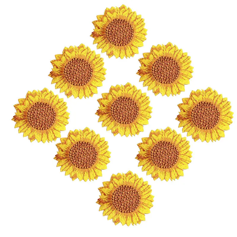 Накладки с вышитыми солнечными цветами 3 6 см Пришивные железные жетоны желтая