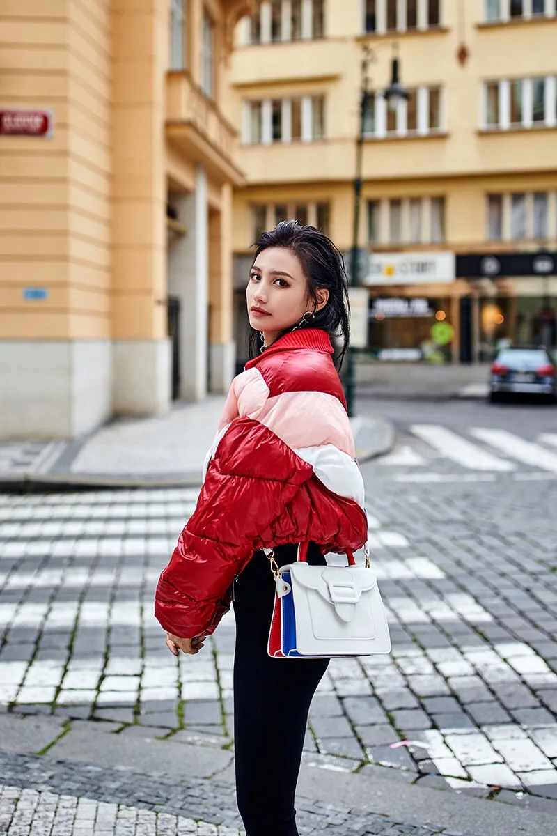 2019 Autumn Winter Original Design Gloria&ampGrace Red Patchwork Pink Casual Fashion StreetStyle Parka Coat Haute Couture Outerwear | Женская