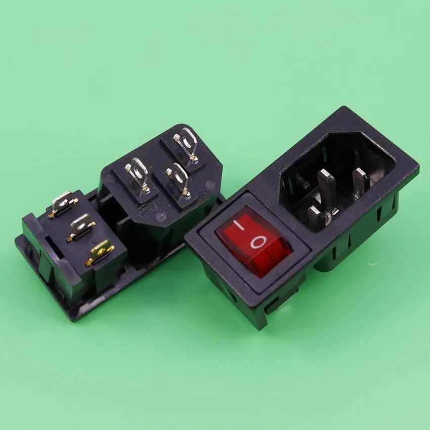YuXi AC250V 10A DPST I/O лампа кулисный переключатель IEC320 C14 входное гнездо |