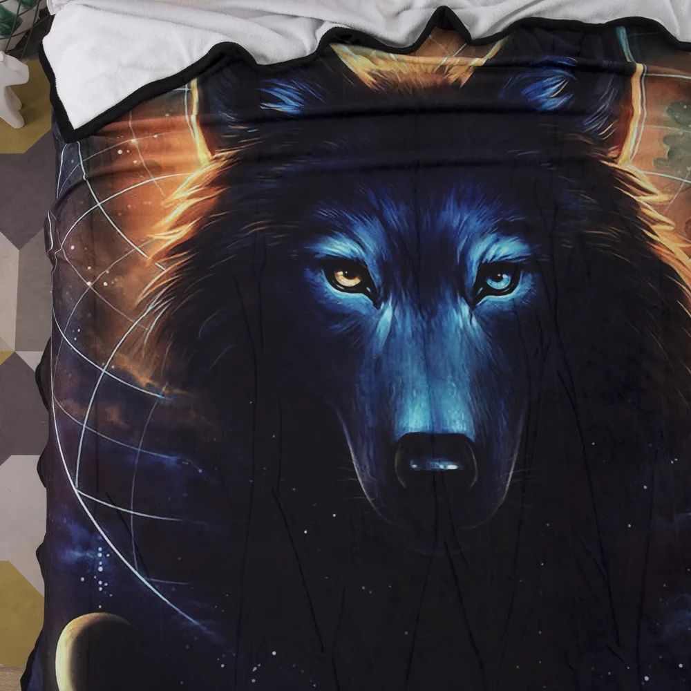 Флисовые одеяла с объемным изображением волка кровать/диван 150x200 см|Одеяла| |