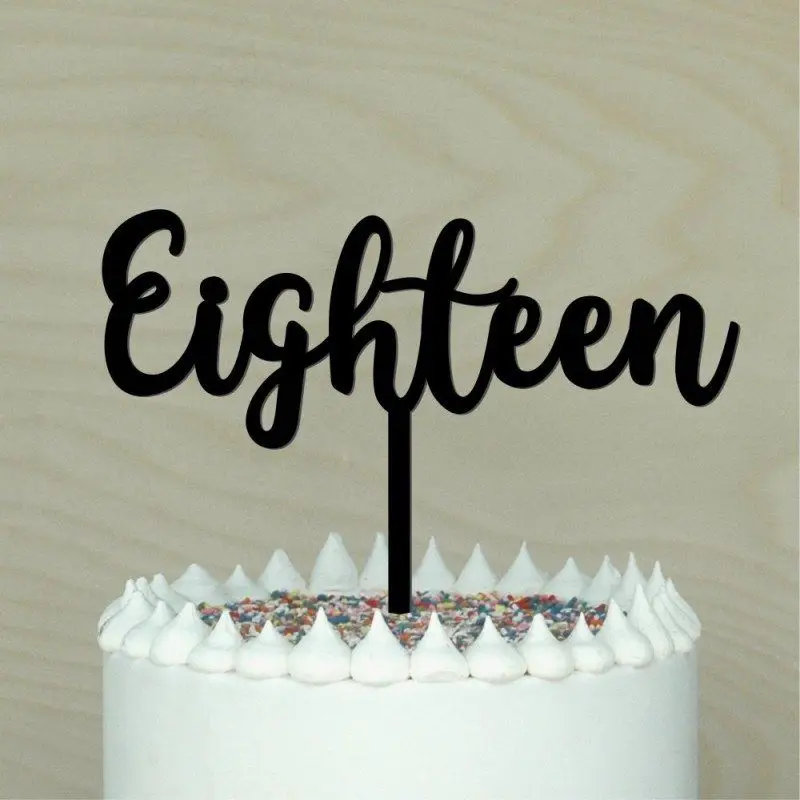 Топпер для торта из черного акрила 18 топперов украшение на день рождения лет