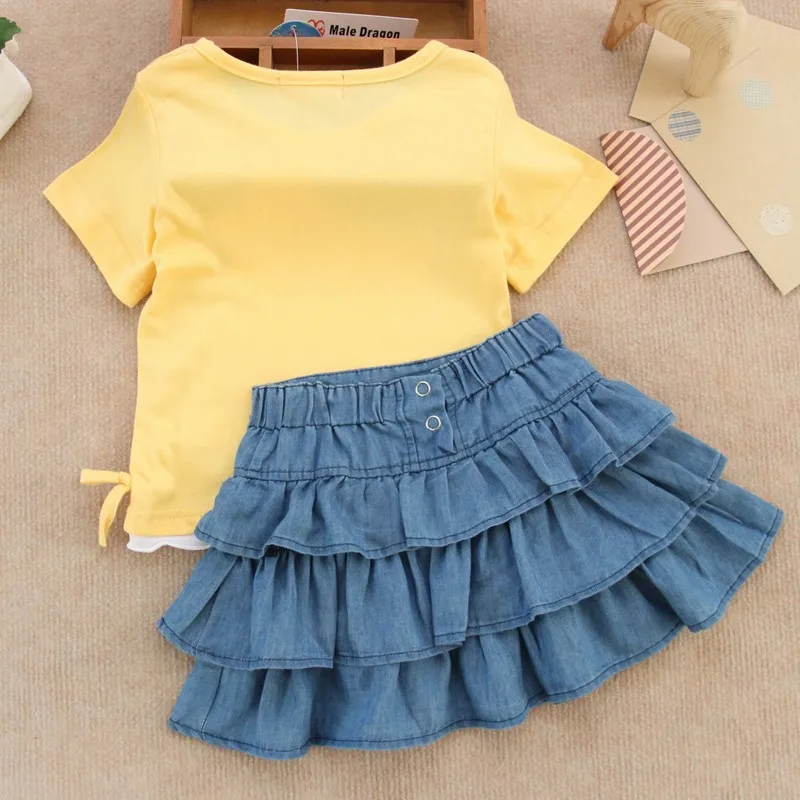 2 шт. хлопковая юбка с коротким рукавом и мультяшным принтом | Мать ребенок