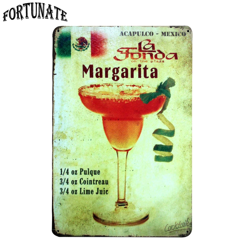 Горячий попугай хочет коктейльный металлический оловянный знак Ретро налет