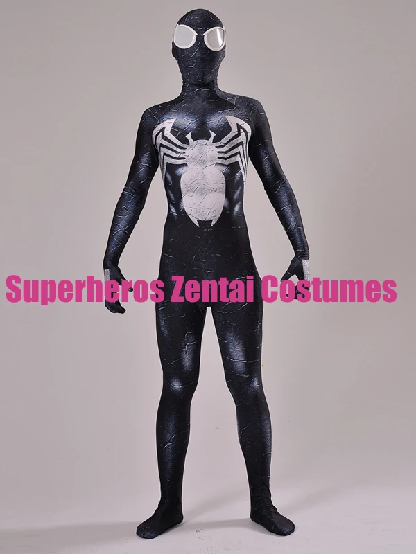 Black Venom Symbiote Spiderman Costume 3D Print Zentai Spidey Suit Halloween Cosplay Full Body for Adults/Kids/Children | Тематическая