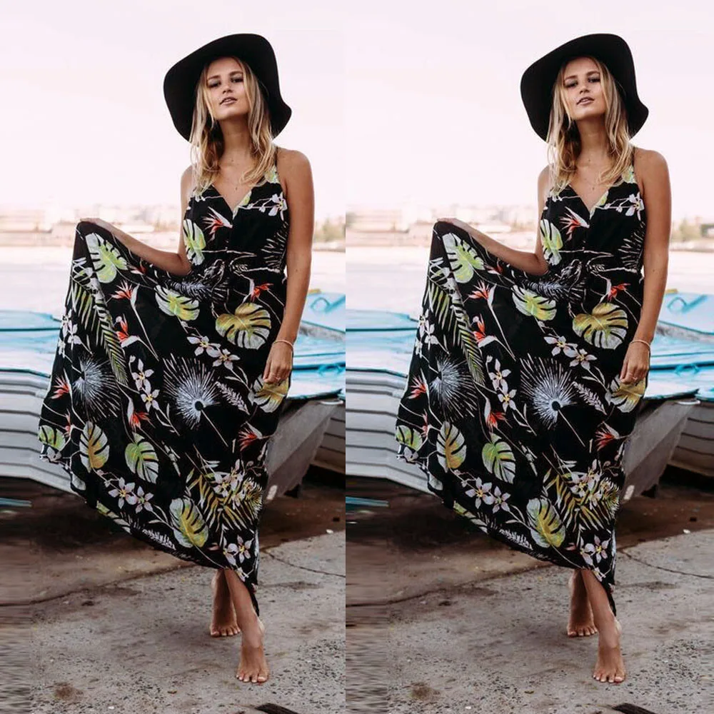 Новые женские летние Boho Длинные вечерние пляжные платья сарафаны vestito spiaggia пляжное платье plage накидка для пляжа