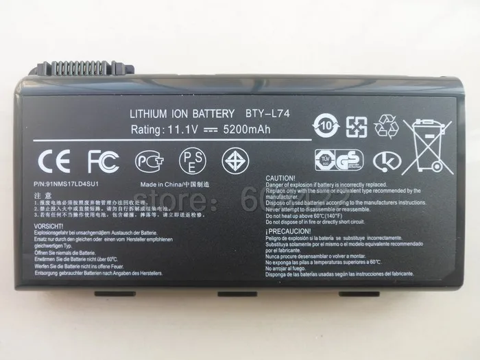 4400mAh лаптоп с Батарея BTY-L74 для MSI BTY-L75 MS-1682 A5000 A6000 A6200 A6203 A7005 A7200 CR500X CR600 CR610 GE700 CR700X