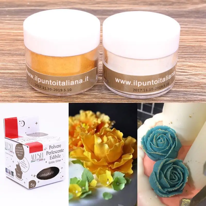 

5g Flash Glitter Golden Silver Powder for Decorating Edible Food Chocolate Fondant Cake Biscuit Baking Supply