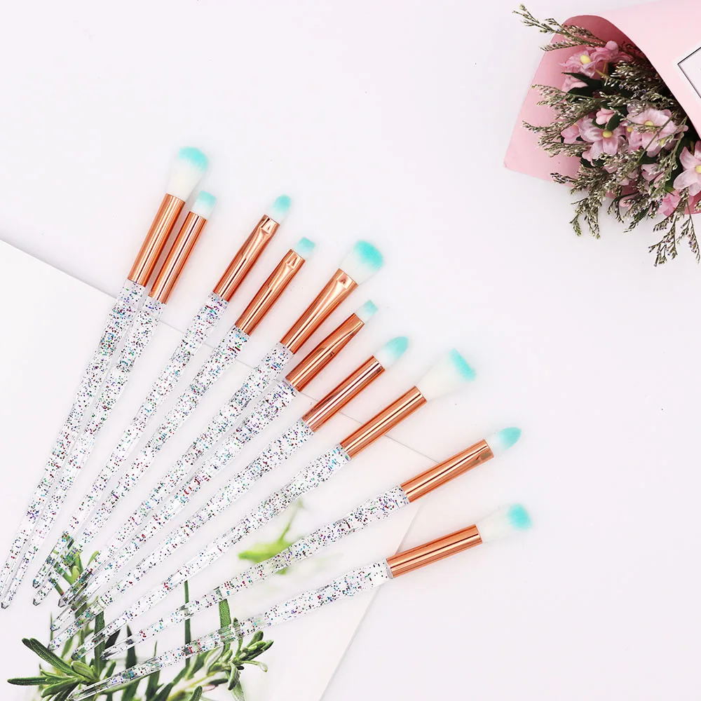 10 шт. единорог из горного хрусталя кисти для макияжа набор теней век основа пудра