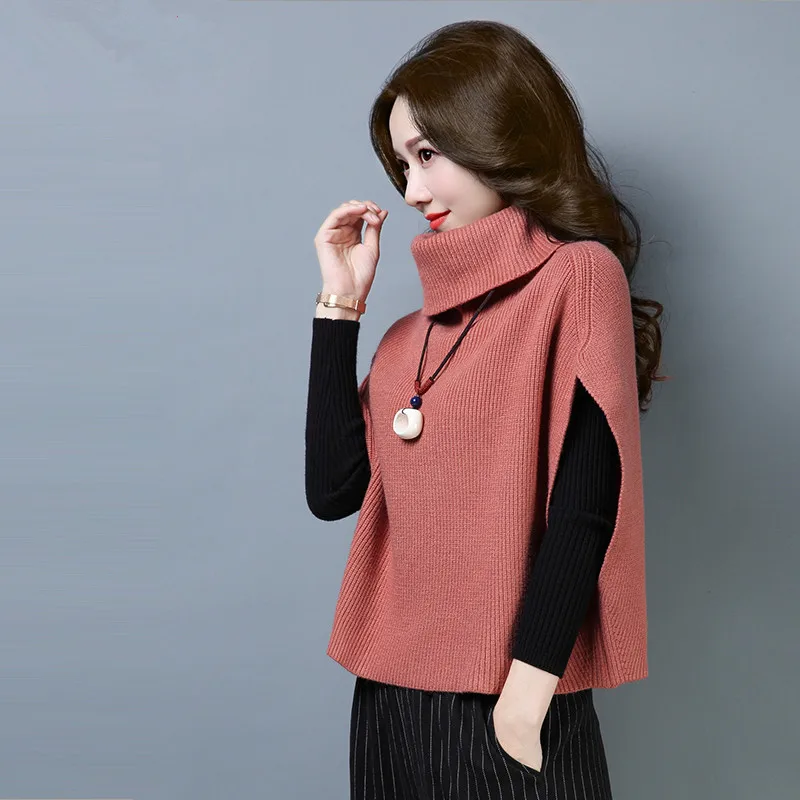 2020 New short-sleeved large size loose bottoming sweater high collar Korean version of the thick shirt women's clothing | Женская