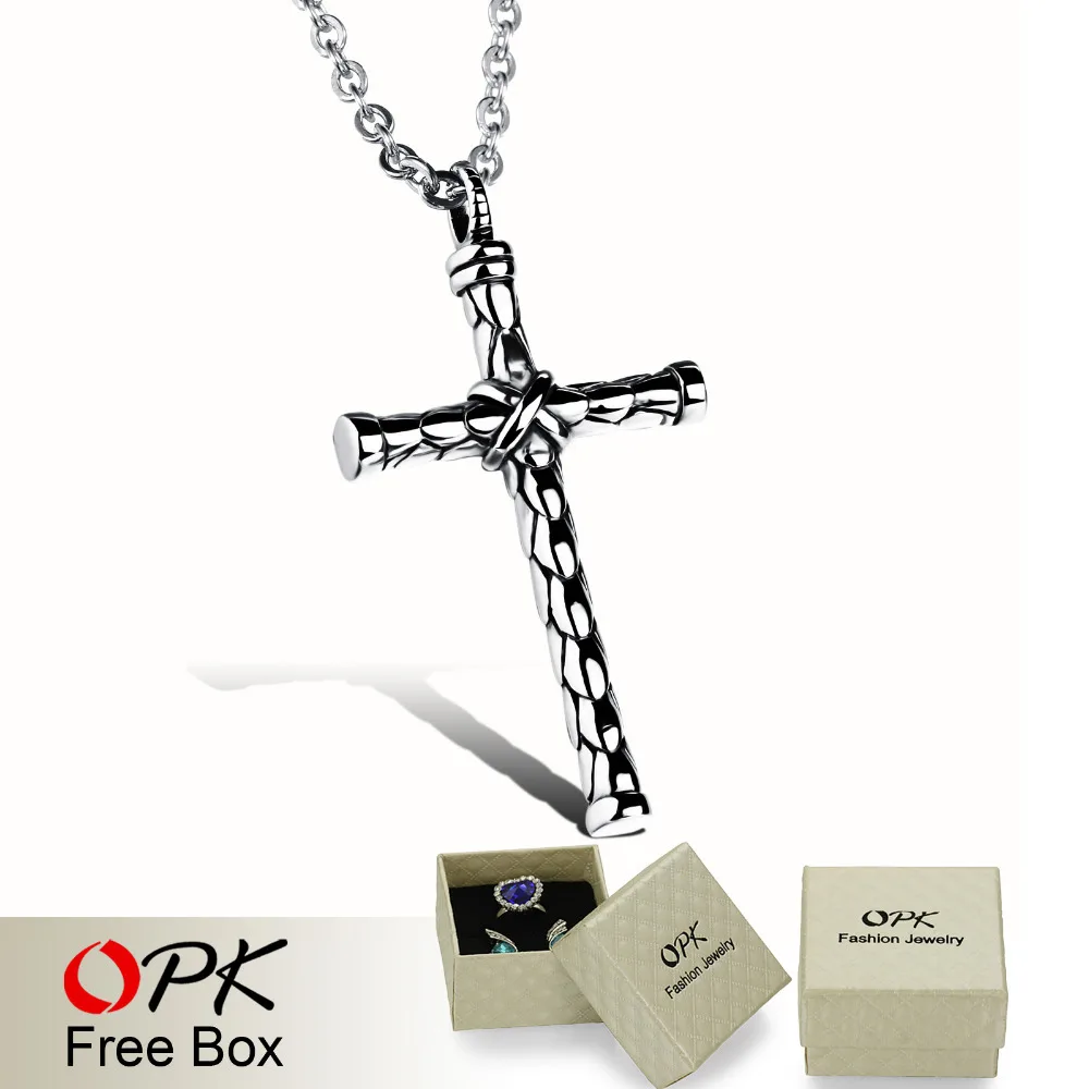 OPK религиозный крест дизайн кулон ожерелье Мода Полная нержавеющая сталь