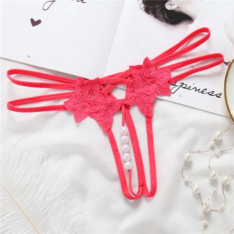 Watermelon red Полые сексуальные трусики жемчужные стринги милые трусики Бисероплетение сексуальное нижнее белье женское нижнее белье Девочки bragas 10 - Цвет: Watermelon red
