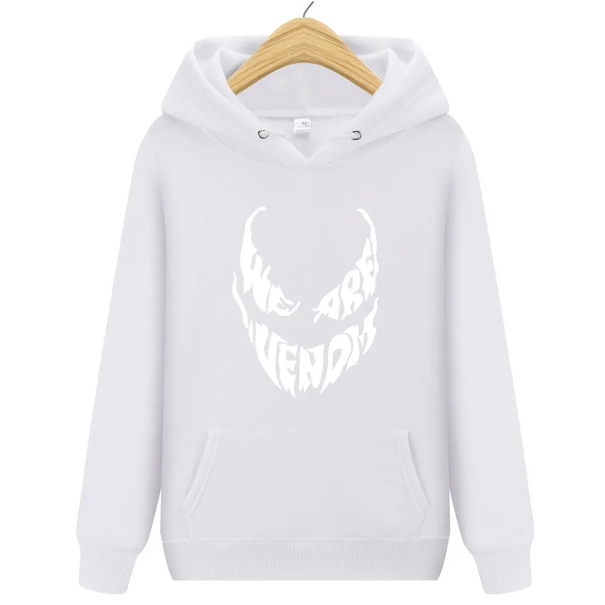 Толстовки, новая мода, толстовка с надписью We Are Venom, мужские толстовки, модная однотонная толстовка с капюшоном, мужской пуловер, мужские спортивные костюмы, Мужское пальто - Цвет: White