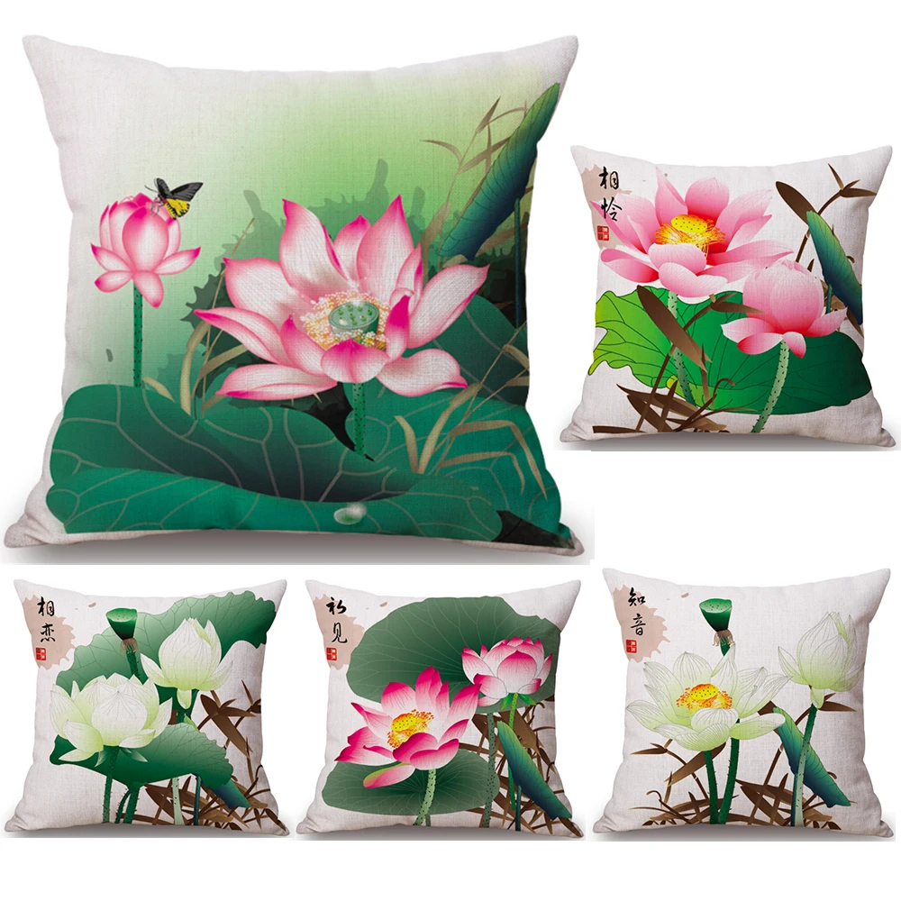 Винтажная Наволочка на шею лотоса льняная кровать диван подушка сиденье для дома