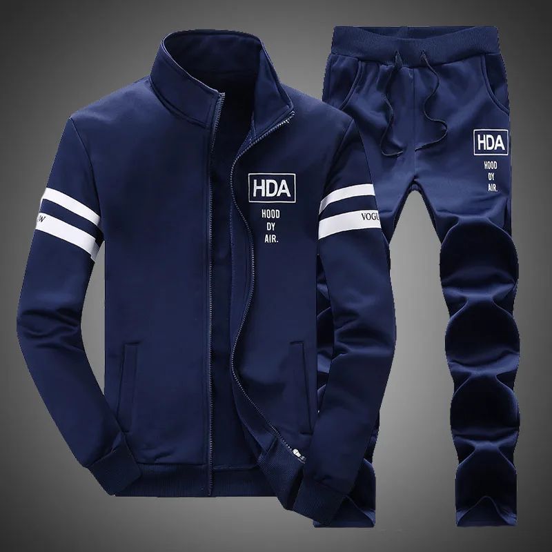 

Мужской спортивный костюм из двух предметов, повседневный свитшот с воротником-стойкой и брюки, 2019