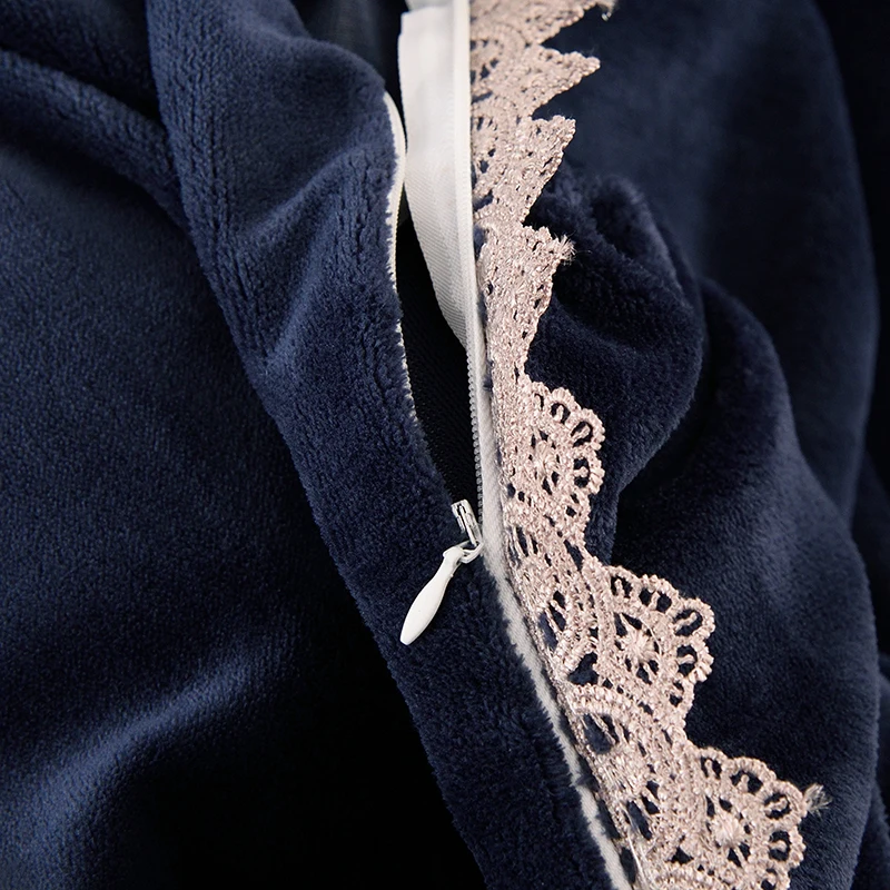 Синяя Роскошная флисовая ткань Комплект постельного белья Queen King size пододеяльник