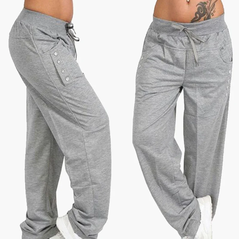 

New Women Sportswear Solid Color Breathable Pants Loose Fitness Trousers XD88