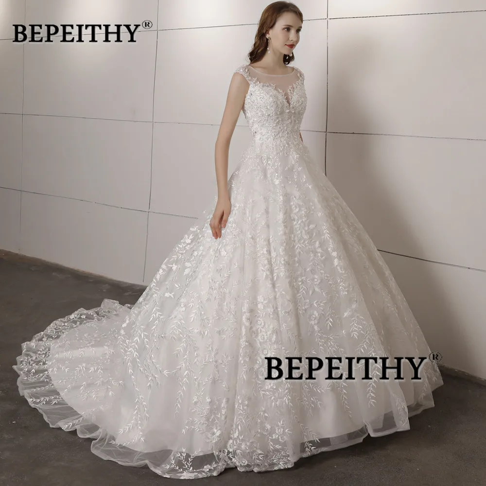 Винтажное кружевное свадебное платье со шлейфом и бусинами Vestidos De Novia винтажное