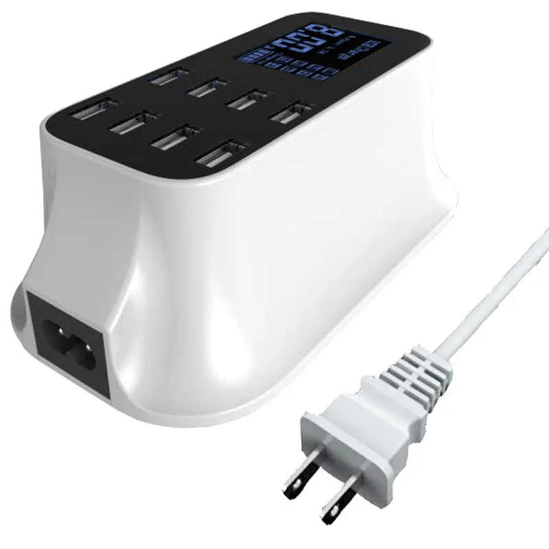 Универсальное умное зарядное устройство с 8 usb-портами, штепсельная Вилка для ЕС, Великобритании, США, светодиодный дисплей, быстрая настольная лента, адаптер питания для мобильного телефона, планшета, ПК